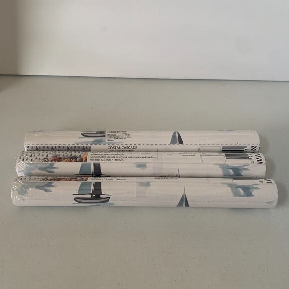 Unbranded Other - Costal Cascade 3 Rolls Non Woven Self Adhesive Sailboat Wallpaper